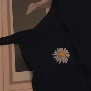 Sunflower Embroidered Crop Tank Top